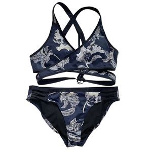 Athleta Fiore Wrap Bikini Top + Strappy Bottom, Navy